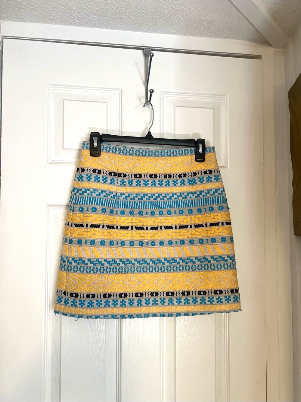 Zara Yellow and blue Patterned Mini Skirt